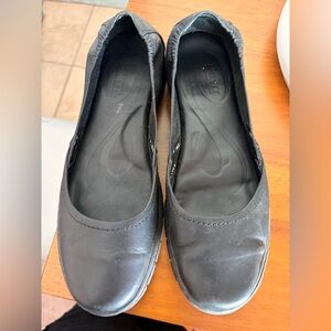 Born Black Leather Slip-On Ballet Flats